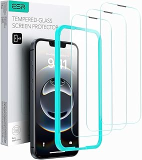 ESR 3 Pack for iPhone 16e Screen Protector, for iPhone 14/13/13 Pro Screen Protector, 9H Hardness, Tempered Glass with Easy Installation Frame, Military-Grade Protection, Scratch Resistant